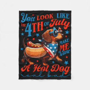 Patriotischer Dackel Fourth Of July 4th Flagge Nie Fleecedecke