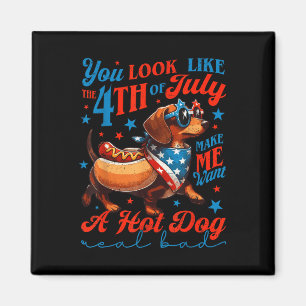Patriotischer Dackel Fourth Of July 4th Flagge Nie Magnet