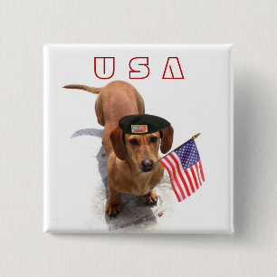 Patriotischer Dackelknopf USA Button