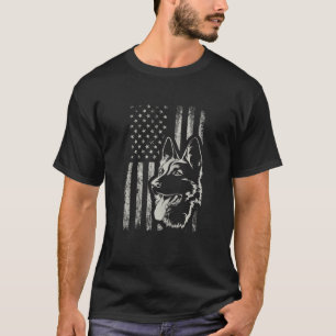 Patriotischer Deutscher Hirte AMERICAN FLAG Hund L T-Shirt