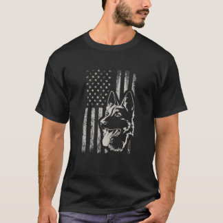 Patriotischer Deutscher Hirte AMERICAN FLAG Hund L T-Shirt