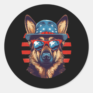 Patriotischer Deutscher Schäferhund Amerikanischer Runder Aufkleber
