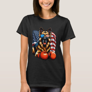 Patriotischer Deutscher Schäferhund Boxfan Amerika T-Shirt