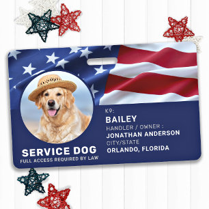 Patriotischer Diensthund USA American Flag Fotoaus Ausweis