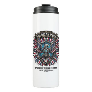 Patriotischer digitaler Flaggenhüter Cyberpunk Zuk Thermosbecher