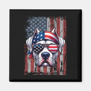 Patriotischer Dogo Argentino Hund Lover Us Flag In Magnet