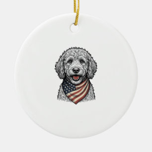 Patriotischer Doodle-Hund Vintage-Stich Vektor Des Keramik Ornament