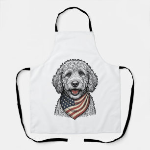 Patriotischer Doodle-Hund Vintage-Stich Vektor Des Schürze