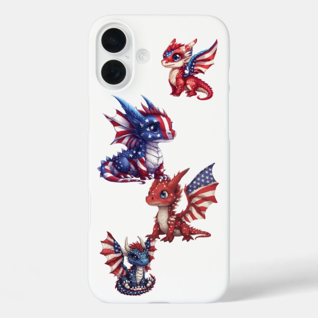 Patriotischer Drache iPhone 16 Plus Hülle (Rückseite)