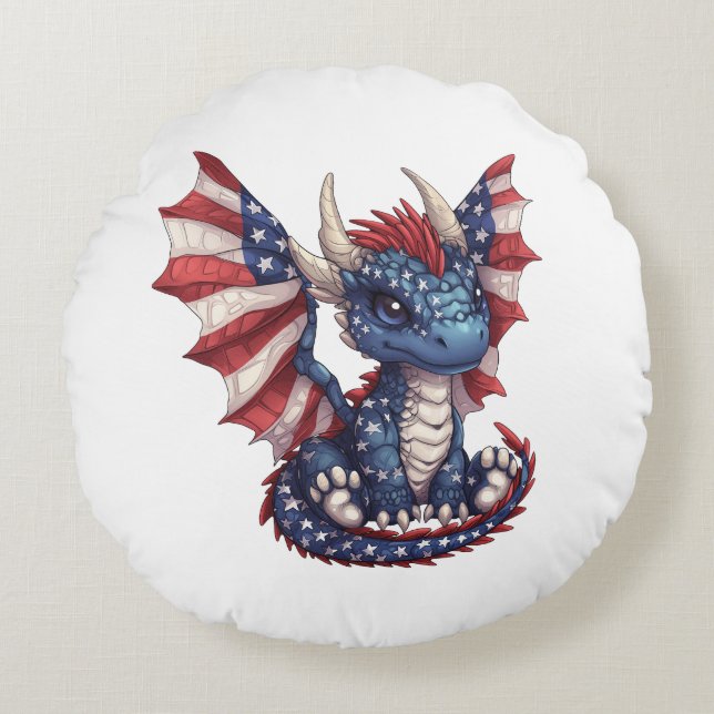 Patriotischer Drache Rundes Kissen (Vorderseite)