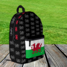 Patriotischer Drache, walisischer Flaggenrücksack,