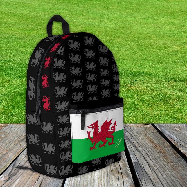 Patriotischer Drache, walisischer Flaggenrücksack, Bedruckter Rucksack (Von Creator hochgeladen)