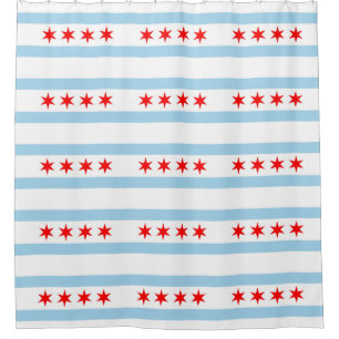 Patriotischer Duschvorhang mit Flagge von Chicago,