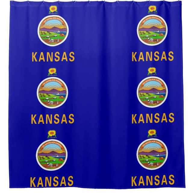 Patriotischer Duschvorhang mit Flagge von Kansas (Vorderseite)