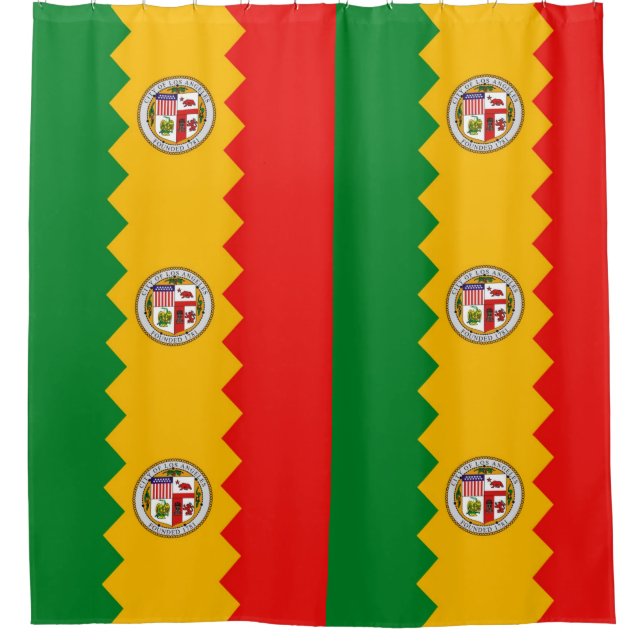 Patriotischer Duschvorhang mit Flagge von Los Ange (Vorderseite)