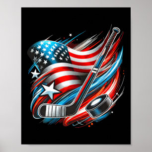 Patriotischer Eishockey 4. Juli USA Unabhängigkeit Poster