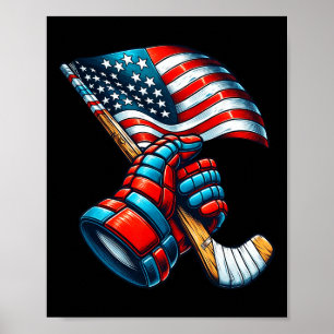 Patriotischer Eishockey 4. Juli USA Unabhängigkeit Poster