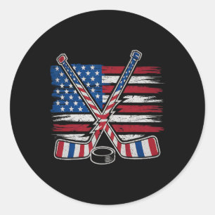 Patriotischer Eishockey 4. Juli USA Unabhängigkeit Runder Aufkleber