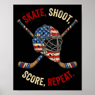 Patriotischer Eishockey-Schlittschuh-Schuss-Score- Poster