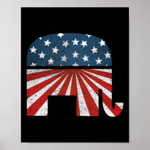 Patriotischer Elefant Amerikanische Flagge USA Rep Poster