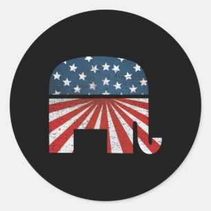Patriotischer Elefant Amerikanische Flagge USA Rep Runder Aufkleber