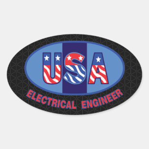 Patriotischer Elektroingenieur Ovaler Aufkleber
