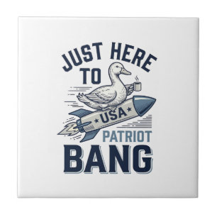 Patriotischer Enten-Rakete Vintage-Vector-Shirt-De Fliese
