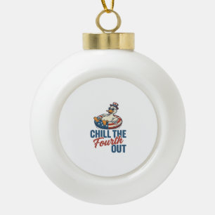 Patriotischer Enten-Vierter-Juli-Schwimmhilfe-Shir Keramik Kugel-Ornament