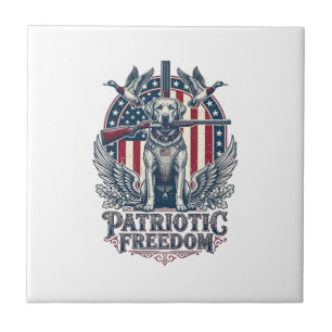 Patriotischer Entenjäger-Hund-Vektorgrafik-Shirt_1 Fliese