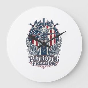 Patriotischer Entenjäger-Hund Vektorgrafik T-Shirt Große Wanduhr