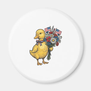 Patriotischer Entlein-Blumenstrauß Vintage-Shirt D Magnet