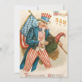 Patriotischer Erntedank Uncle Sam Turkey US-Flagge Feiertagskarte