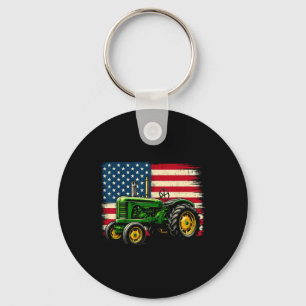 Patriotischer Farmer 4. Juli Traktor USA-Flagge Schlüsselanhänger