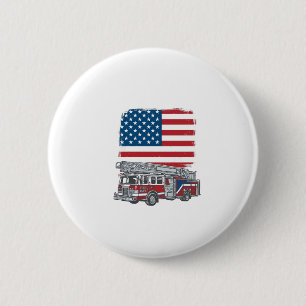 Patriotischer Feuerwehrauto Amerikanische Flagge V Button