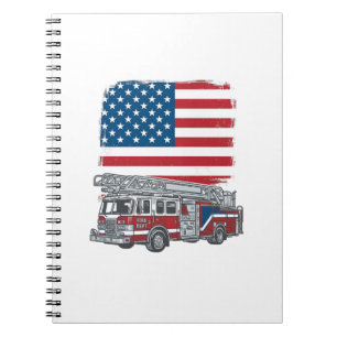 Patriotischer Feuerwehren Amerikanische Flagge Vin Notizblock