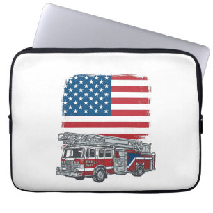 Patriotischer Feuerwehren-Lkw Amerikanische Flagge Laptopschutzhülle