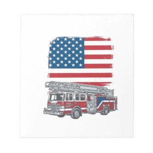 Patriotischer Feuerwehren-Lkw Amerikanische Flagge Notizblock