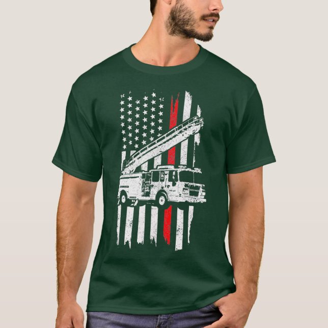 Patriotischer Feuerwehrmann Gift Thin Red Line Feu T-Shirt (Vorderseite)