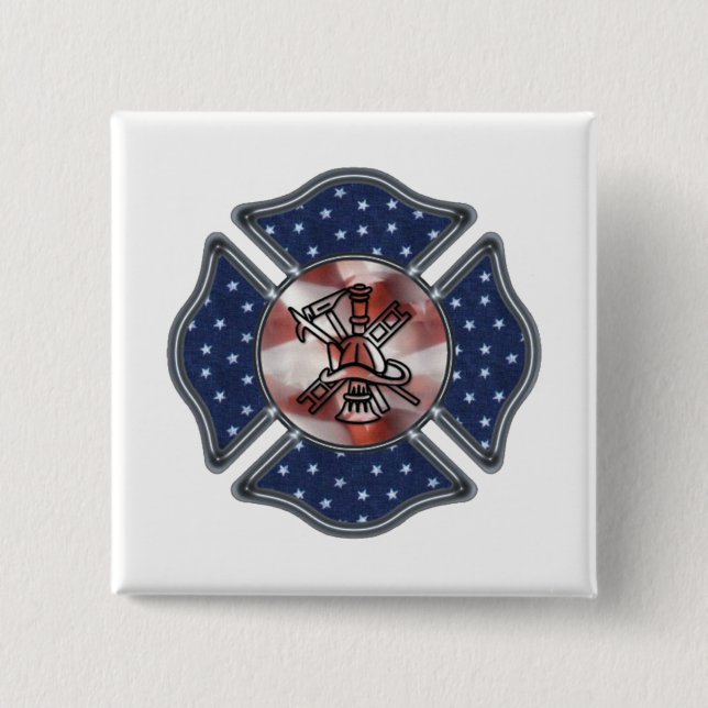 Patriotischer Feuerwehrmann maltesisch Button (Vorderseite)