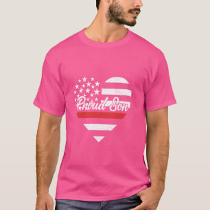Patriotischer Feuerwehrmann Son Thin Red Line Herz T-Shirt
