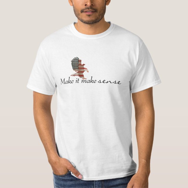 Patriotischer Flaggenadler mit Zitat T-Shirt (Vorderseite)