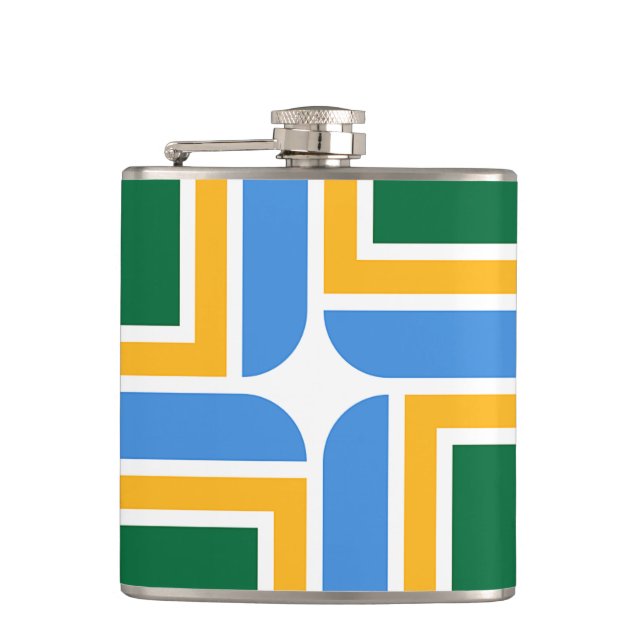 Patriotischer Flasche mit Flagge von Portland City Flachmann (Vorderseite)