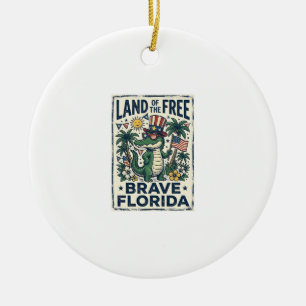 Patriotischer Florida-Alligator 4. Juli Keramik Ornament