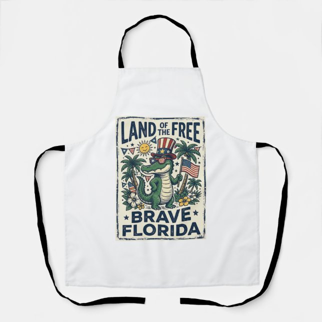 Patriotischer Florida-Alligator 4. Juli Schürze (Vorderseite)