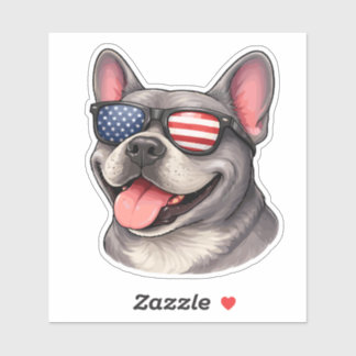 Patriotischer Französische Bulldogge mit amerikani Aufkleber