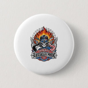 Patriotischer Freiheit Gitarrist Totenkopf Musik R Button