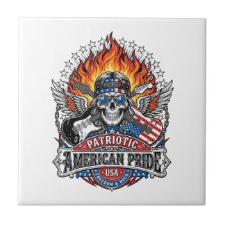 Patriotischer Freiheit Gitarrist Totenkopf Musik R Fliese