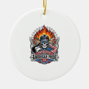 Patriotischer Freiheit Gitarrist Totenkopf Musik R Keramik Ornament