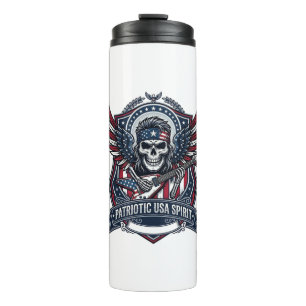 Patriotischer Freiheit Gitarrist Totenkopf Musik R Thermosbecher