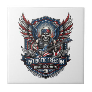Patriotischer Freiheits-Gitarrist Totenkopf Musik Fliese